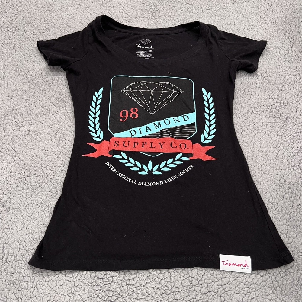 Diamond Supply Shirt Womens‎ Small Short Sleeve Design Tee Graphic Black